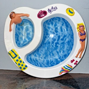 Vintage Swimming Pool Chip & Dip Plastic Bowl Alice Marcel for Ulman Co. Retro - Picture 1 of 9