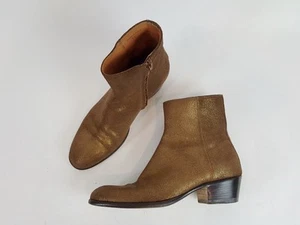Maison Margiela Brown Metallic Suede Round Toe Ankle Boots Size 39 - Picture 1 of 7