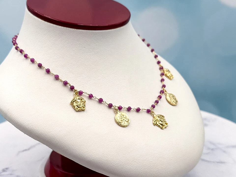 Collar camafeo TAGLIAMONTE (SH306-Rubí) 925SS/YGP*Rubí*Medusa*Reg. $300 Foto 1 de 4