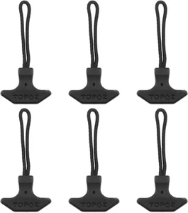 6PCS Heavy Duty T-Zipper Pull Black TPU Zipper Pull Rope Backpack Zipper Puller - Picture 1 of 5