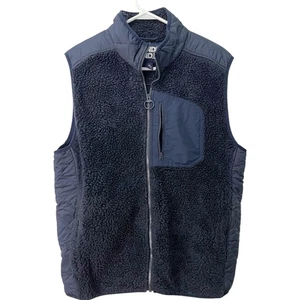 Lands End Men's Size Medium 38-40 Navy Zip Fleece Sleeveless Vest w/pockets - Picture 1 of 11