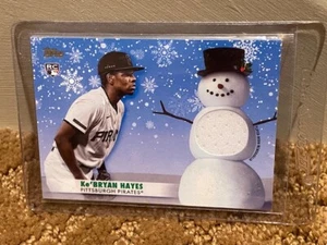2021 Topps Holiday Ke'Bryan Hayes snowman SP RC Relic card Pirates Rookie - Picture 1 of 2