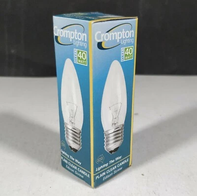 1 x 40W Clear E27 Candle Shaped Light Globes Bulbs Lamps Edison Screw Dimmable - Image 1 of 2