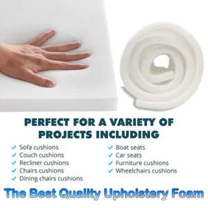 High Density Cut to Size Foam Made to Order Sofa, Bench, Cushion Replacement - Picture 1 of 9