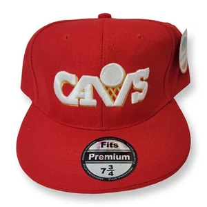 Cleveland Cavaliers Red 90s Style Logo Fitted Hat (Size 7 3/4) NBA - NEW - Picture 1 of 5