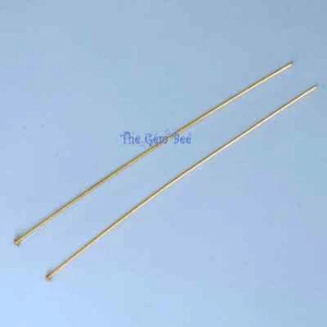 26 gauge 14k Solid Yellow Gold 2 INCH Flat Headpin PAIR (2) - Picture 1 of 4