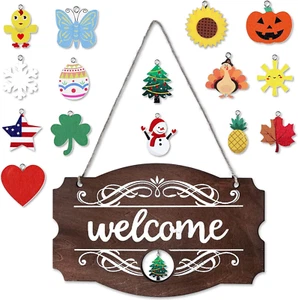 Welcome Sign for Front Door Decorations Seasonal Rustic Wood Welcome Sign Wal... - Picture 1 of 1