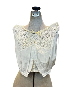 Antique Edwardian Cotton Crochet Corset Cover Edwardian Button Front - Picture 1 of 7
