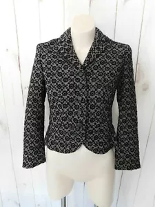 Worth Blazer Jacke schwarz grau Blumen bestickt Wolle Seide Tüll geknöpft - 4P - Bild 1 von 6