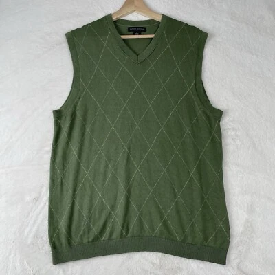Banana Republic Hombres Grande Suéter Chaleco Seda Cachemira Diamante Argyle Grandpacore Foto 1 de 4