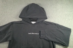 Seek Discomfort Hoodie Men Small Graphic Lightening Bolt Pullover Grunge - Picture 1 of 8