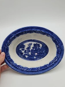 Vintage Blue Willow Brown And Steventon Oval Serving Bowl Burslum England 414460 - Picture 1 of 14