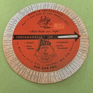 Avis Red Cab Distance Calculator From Indianapolis Airport Advertising - Picture 1 of 8