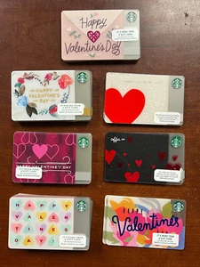 Lot of 7 NEW Starbucks Gift Cards HAPPY Valentines Day 2012 - 2017 $0 NOVALUE - Picture 1 of 1