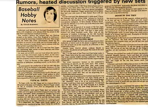1981 Baseball Hobby News Article on Baseball Card Sets - Picture 1 of 1