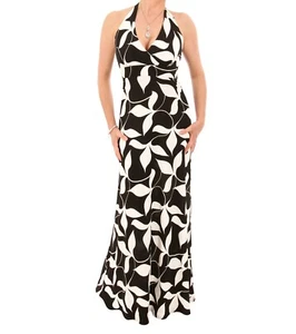 Nuevo Maxi Vestido Halter Negro y Marfil - Imagen 1 de 4
