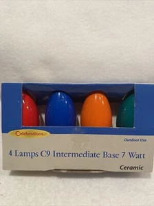(4 Pack) MULTI COLOR SOLID C-7 Light Bulbs 5 Watt Holiday Christmas Night NEW - Picture 1 of 2