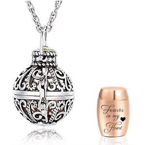 Stainless Steel Cremation Urn Jar Ball Pendent Necklace for Ashes Keepsake
