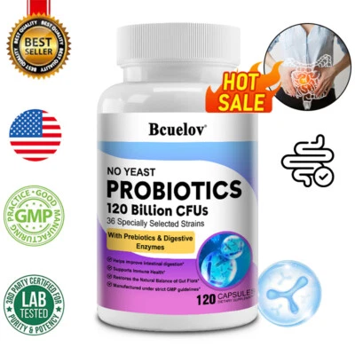 Yeast-Free Probiotic Blend 120 Billion CFU Restore Gut Flora 30 To 120 Capsules - image 1 of 4