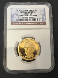 2010 S Franklin pierce PRESIDENTIAL DOLLAR NGC PF-69 DCAM - CERTIFIED SLAB - Picture 1 of 2