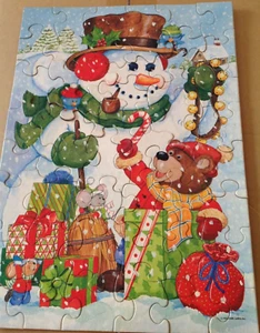 Vintage Springbok - Christmas Party - Snowman with Children Puzzle 48 pieces - Picture 1 of 7