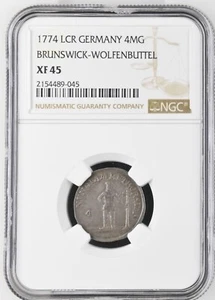 1774 LCR German States Brunswick Wolfenbuttel 4 Mariengroschen NGC XF 45 - Picture 1 of 4
