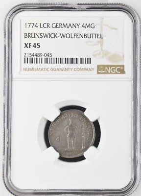 1774 LCR German States Brunswick Wolfenbuttel 4 Mariengroschen NGC XF 45 - Image 1 of 4