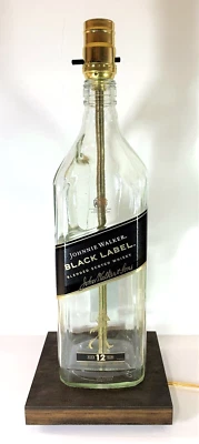 Handmade Johnnie Walker Black Liquor Bottle Table Lamp Bar Lounge Desk Light - Image 1 of 4