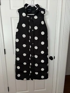 Studio Park X Shawn Killinger Polka Dot Hooded Long Puffer Vest - Picture 1 of 5