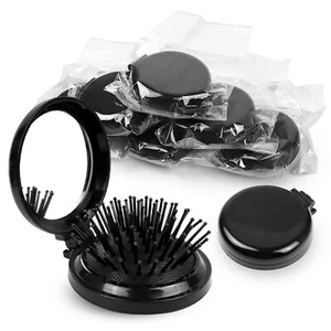 10 Pack Folding Travel Mini Hair Brush with Mirror Round Hair Brushes Folding... - Picture 1 of 6