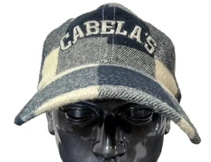 Cabela's Tan Black Buffalo Plaid Flannel Lumberjack Adjustable Baseball Hat Cap - Picture 1 of 6