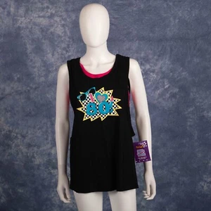 Women's I Love 80's Black Tank Shirt Pink Crop Top Halloween Costume Rocker XL - Picture 1 of 4