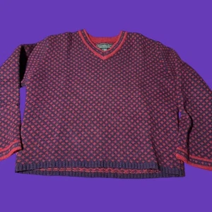 Abercrombie & Fitch Shetland Wollpullover Large Rot Geometrisch Y2K Pullover - Bild 1 von 9