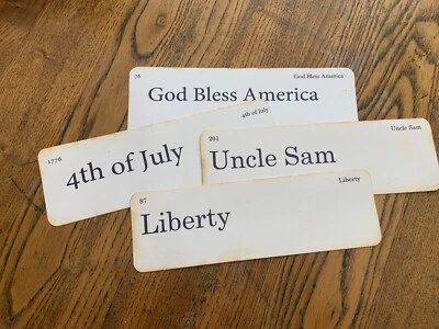 Vintage Style Handmade Flashcards Patriotic Set of 4 Free Shipping - Image 1 of 4
