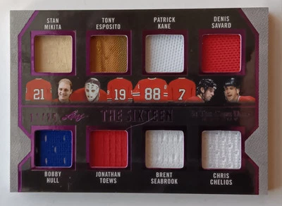 Hoja ITG 2023 usada The Sixteen Chicago Blackhawks/25 casco Kane Belfour Mikita Foto 1 de 2