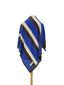 Yves Saint Laurent YSL Silk Scarf Striped Blue Brown Beige Vintage Designer#A123 - Picture 1 of 4