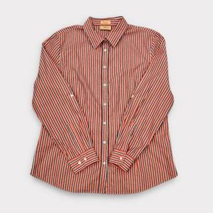 RM Williams Women's Red Grey White Striped Long Sleeve Semi Fitted Shirt Size 16 - Picture 1 of 10