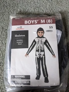 Disfraz Esqueleto Halloween Mono Con Capucha Talla 8 Mediano Juvenil ¡Nuevo! - Imagen 1 de 3