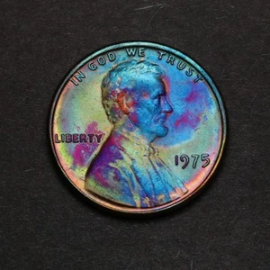 Centavo conmemorativo Lincoln 1975-P tonificado con tono arco iris (8-37) - Imagen 1 de 2