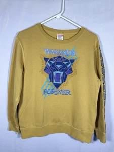 Marvel Black Panther Wakanda Forever Sweatshirt Gold Sweater Youth XL 14 - Picture 1 of 14