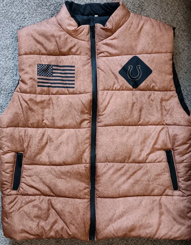 Жилет-пуховик Indianapolis Colts 2XL с флагом США на молнии коричневый NFL - Изображение 1 из 4