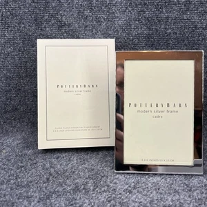 Pottery Barn Classic Picture Frame Silver 4x6" Modern Silver Frame NEW - Picture 1 of 11