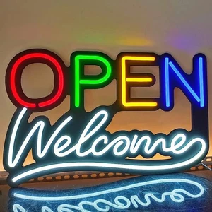 Offenes Willkommensschild Einzelhandel Convenience Shop Imbiss Restaurant Laden LED - Bild 1 von 7