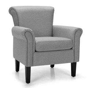 Modern Fabric Upholstery Accent Chair Comfortable Armchair Light Gray - Picture 1 of 8