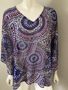 Chico's Poncho Kimono Gr. L/XL halbtransparent fließend lila Schwimmen Strand - Bild 1 von 4