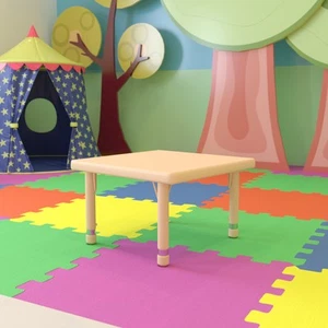 24" Square Natural Plastic Height Adjustable Activity Table - School Table for 4 - Picture 1 of 28
