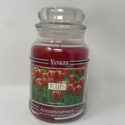 Yankee Candle TULIPS Large 22oz Jar Candle Black Band Unused Retired 110-150 Hrs - Image 1 of 3