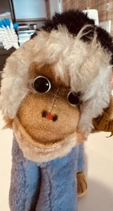 Steiff Mungo Blue Monkey With Button And Ribbon - Picture 1 of 15
