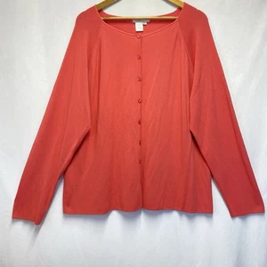 Coldwater Creek Scoop Neck Long Sleeve Button-Front Cardigan Women Size 1X Coral - Picture 1 of 11