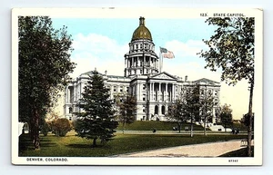 Postal vintage del Capitolio del Estado de Denver con cúpula dorada vista panorámica - Imagen 1 de 7
